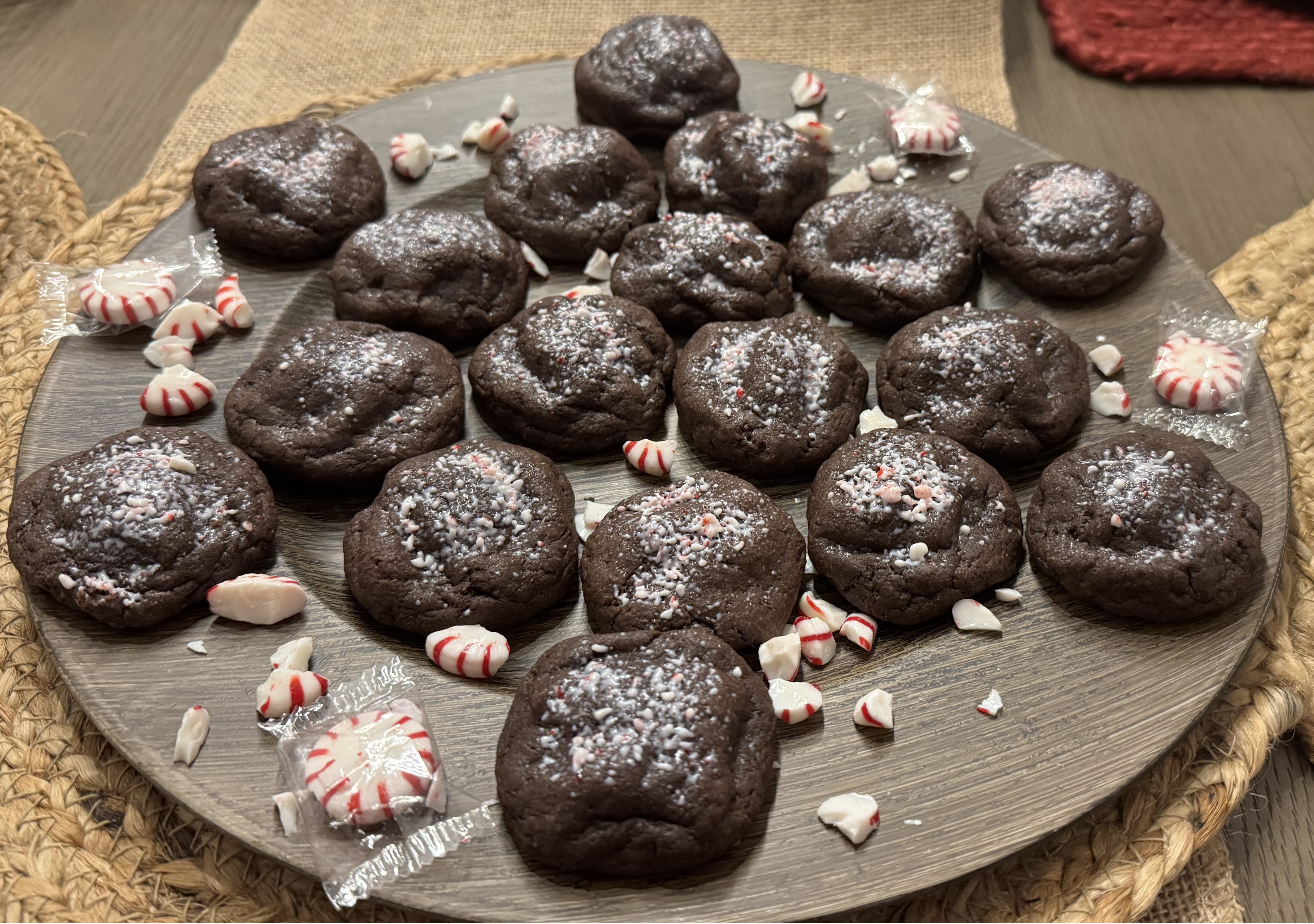 Plate of chocolate Christmas cookies